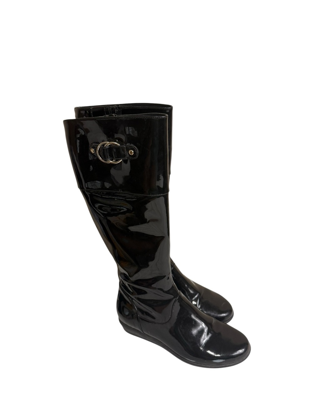 Cole Haan Black Patent Knee Boots with Buckle Accent size 6 - Picture 1 of 13